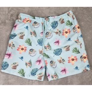 Star Wars: Mandalorian Men's 7" Elastic Waist Baby Yoda Swim Shorts Size L (068)